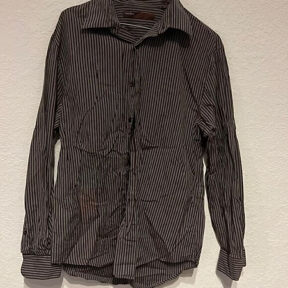 Perry Ellis Mens Dress Shirt - Brown Collared Button Down - Size Medium - Picture 1 of 4